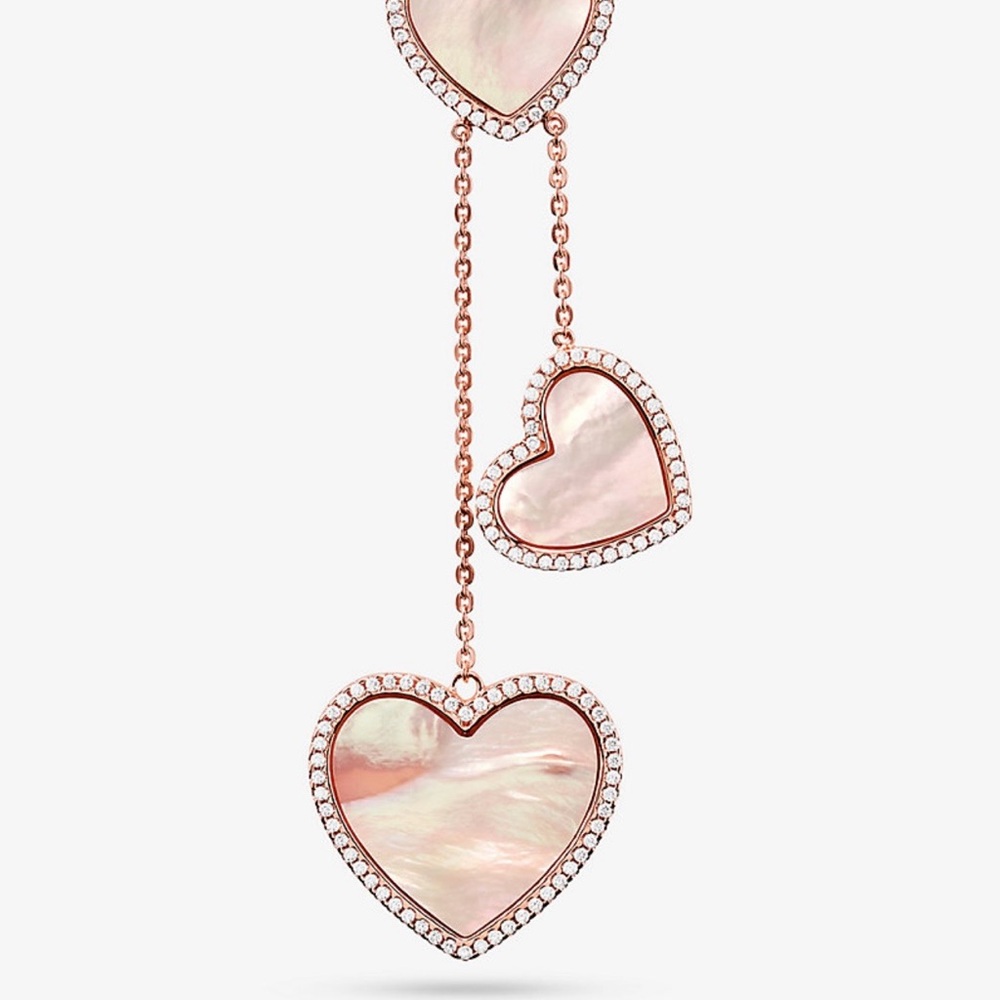 Michael Kors Rose Gold Heart Necklace and Earrings set